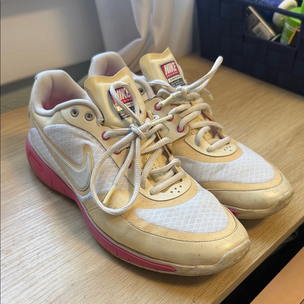 Nike Women's Beige and Pink Sneakers